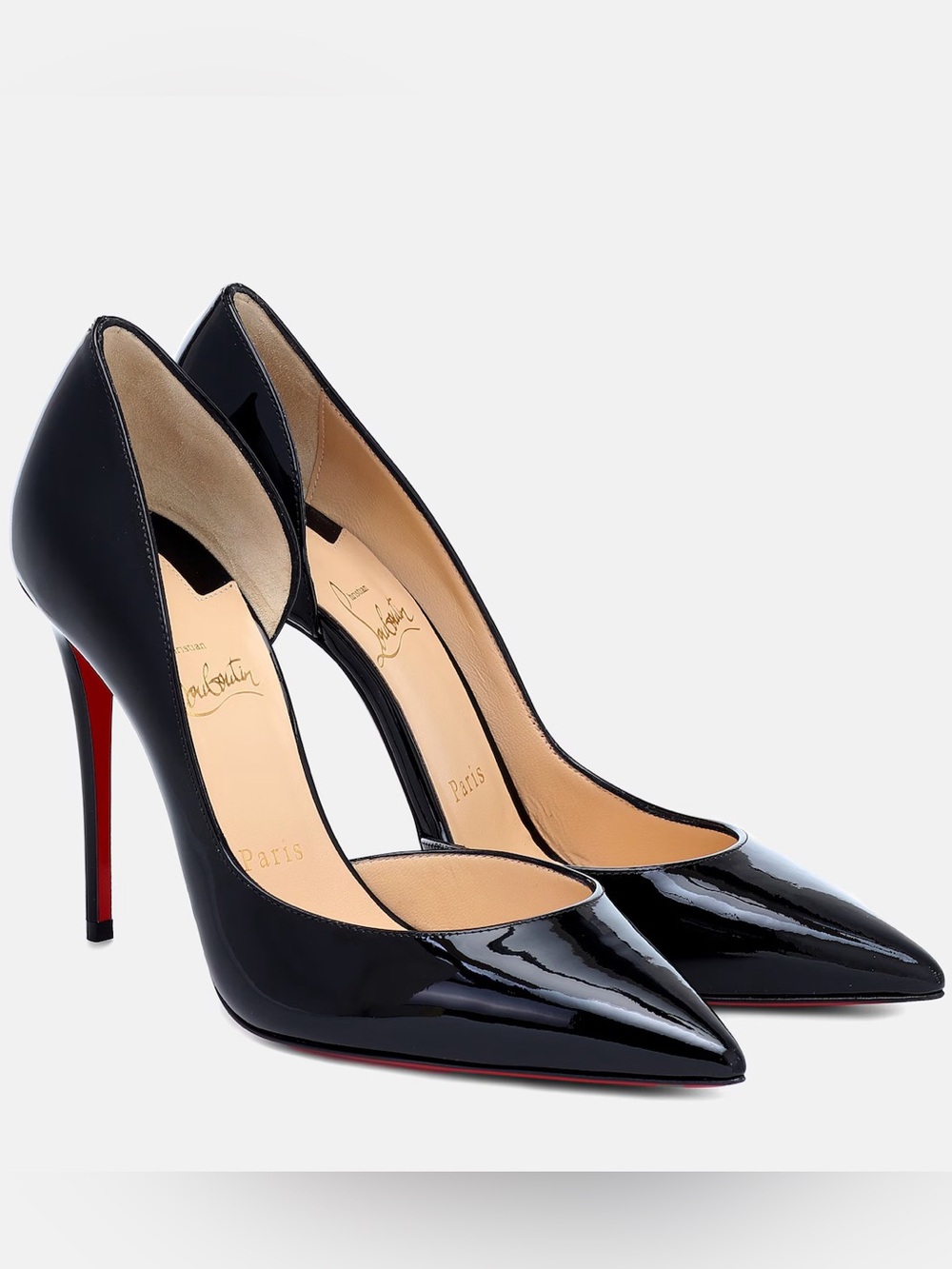 Christian Louboutin Black Patent Pointed-Toe Pumps with Red Sole